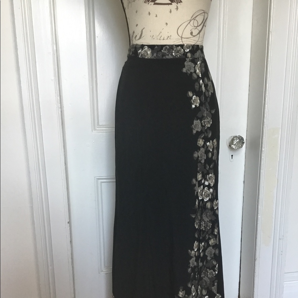 Free People Rose Floral High Slit Maxi Skirt